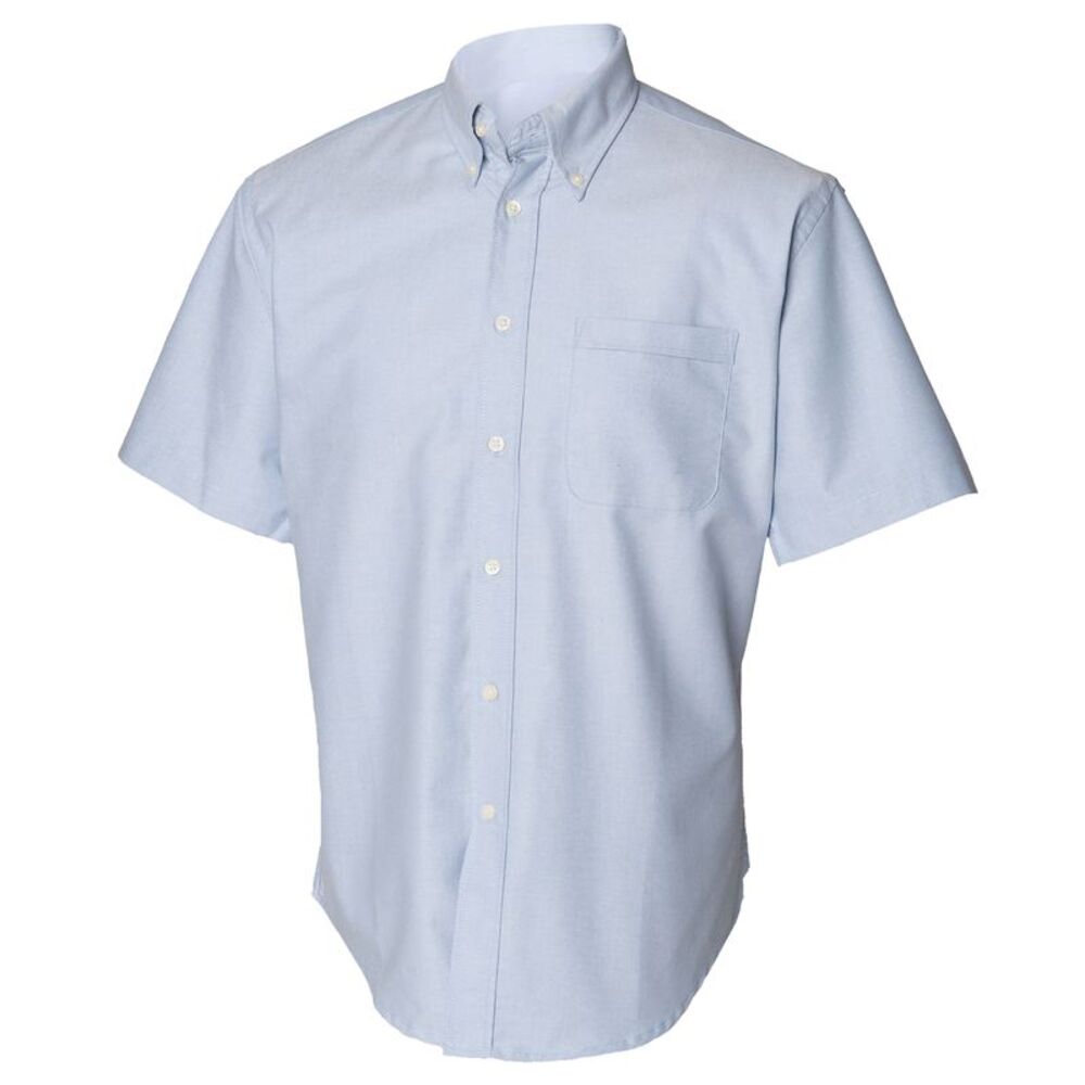Henbury Mens Short Sleeve Classic Oxford Work Shirt / Blue